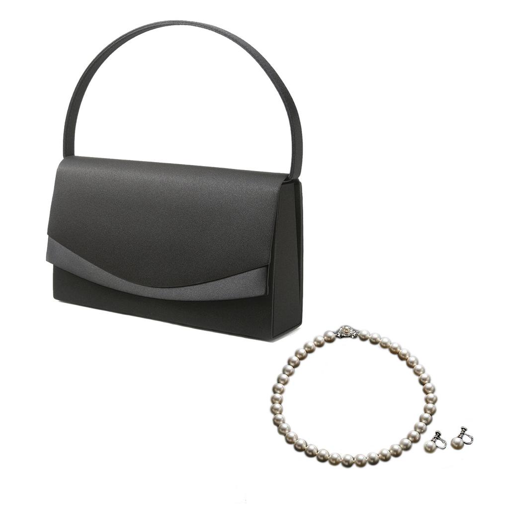 Made In Japan Formal White White Earrings of [Margaret Gold] Bag, Necklace, [Set 3] 1E/L