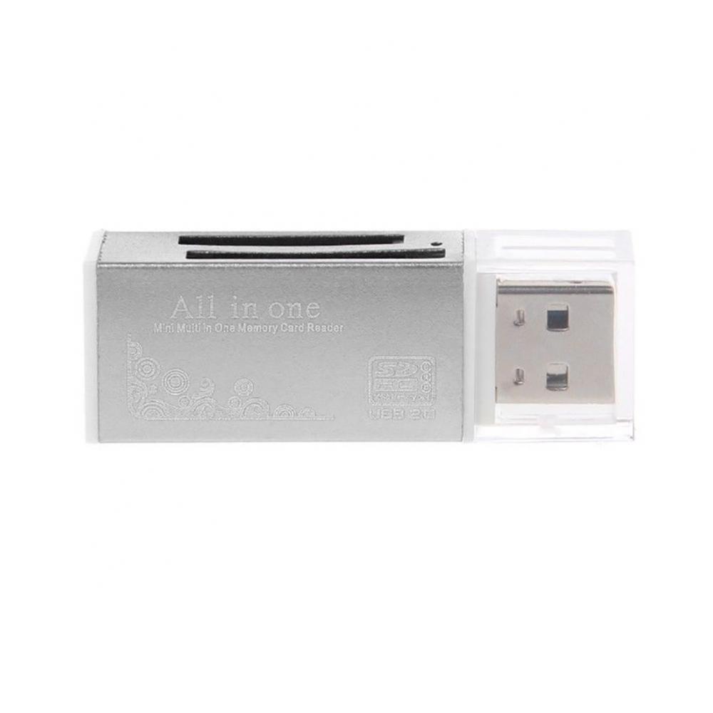 

2026 Fast Speed USB 2 0 Multi in 1 Memory Card Reader for SD/SDHC TF MS M2 серебряный