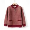 Grandma Autumn Velvet Top Middle-aged Women Zipper Cardigan Jacket