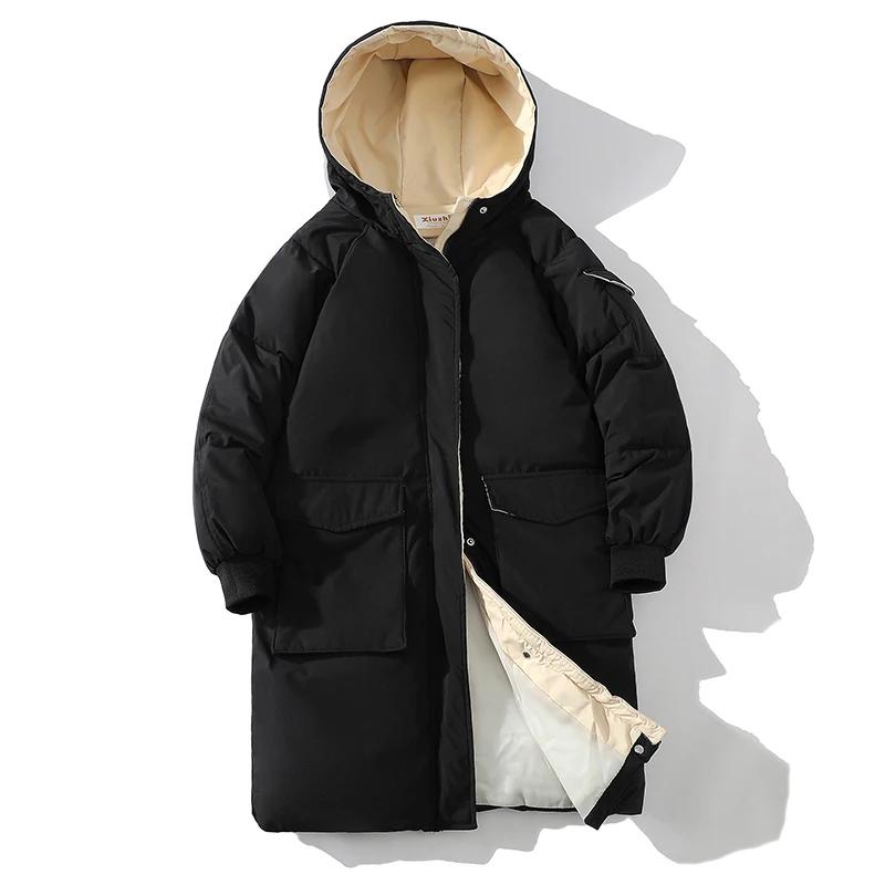 

2025 Men Hooded Casual Parkas Fashion Men Long Thick Parkas Jacket Winter Mens Windbreaker Coat Clothing Oversize Outwear XXXL чёрный