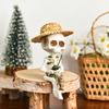 Miniature Resins Skeleton Fishing by Pond Intricate Detailing Figurine Gift for Collectors and Halloween Enthusiasts