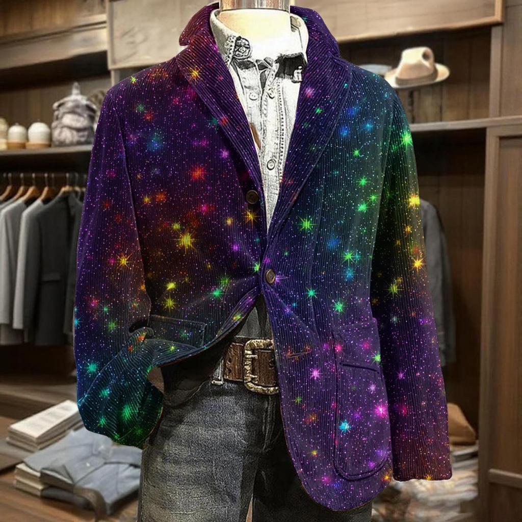 Herren Business Casual Mode Bedruckte Cordjacke