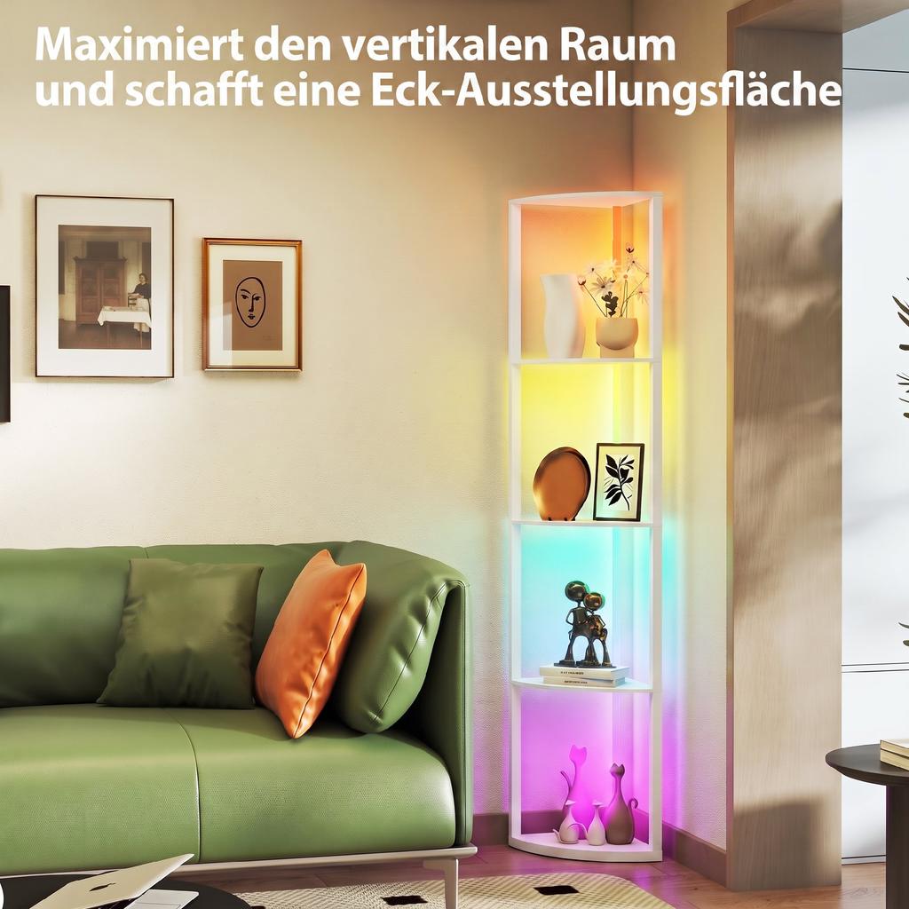 LED Stehleuchte 5-stufig dimmbar Stehleuchte mit Ablage, RGB Farbwechsel, Fernbedienung