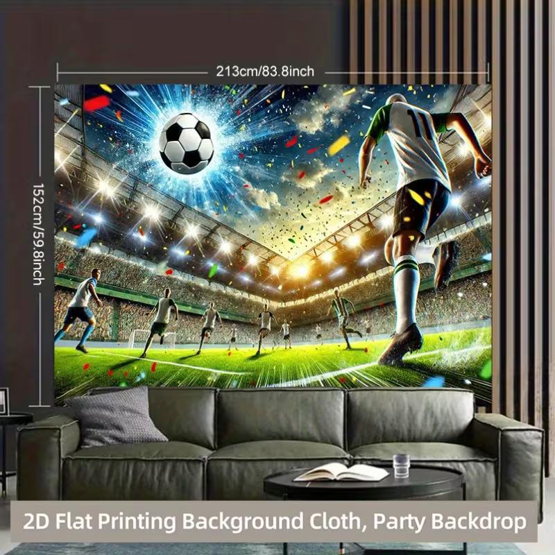 2D Flat Printing Football Stadium Photography Backdrop for Soccer Themed Birthday Party
