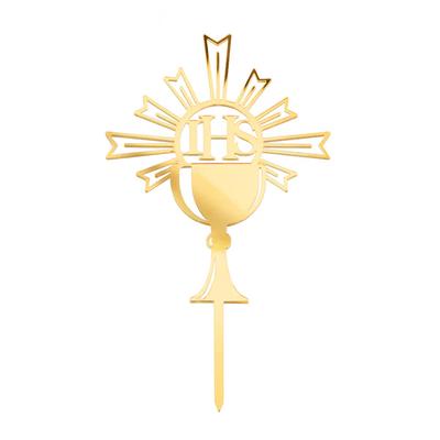 Cake Topper Holy Communion IHS Gold Mirror Chalice 161760