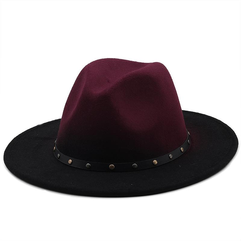 European, American and British style men and women's new spray-painted jazz woolen hat autumn and winter fashion big eaves hat