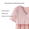 Women's Summer Cotton Lace Nightgown with Chest Pads, Short Sleeve, Mid-Length, Plus Size