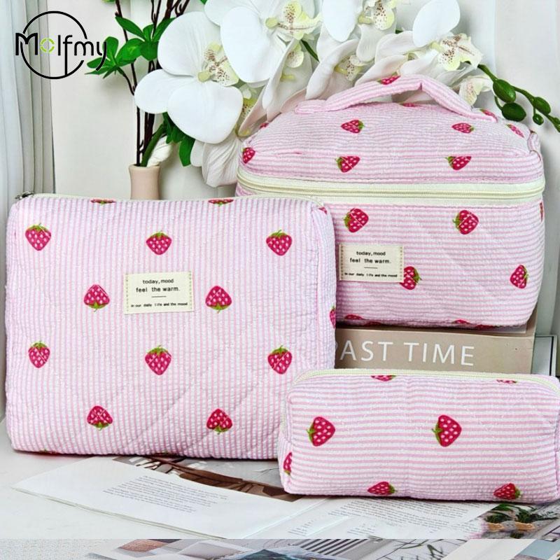 3PCS Makeup Bag Bowknot Quilting Women Cosmetic Bags Portable Zipper Makeup Travel Organizer Storage Handbag Toiletry Pouch 2025