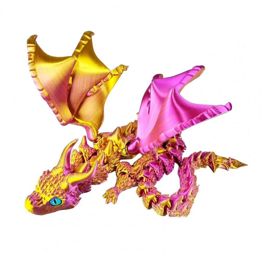 3D Printed Dragon Ornament Stress Relief Articulated Dragon Figurine With Wings Flexible Realistic Dragon Sculpture Home Decor