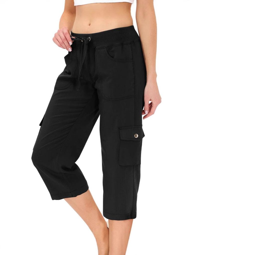 Tuta Corta Casual da Donna a Colore Unito con Coulisse, per Fitness, Corsa, con Tasche, Escursionismo all'Aperto, Primavera ed Estate