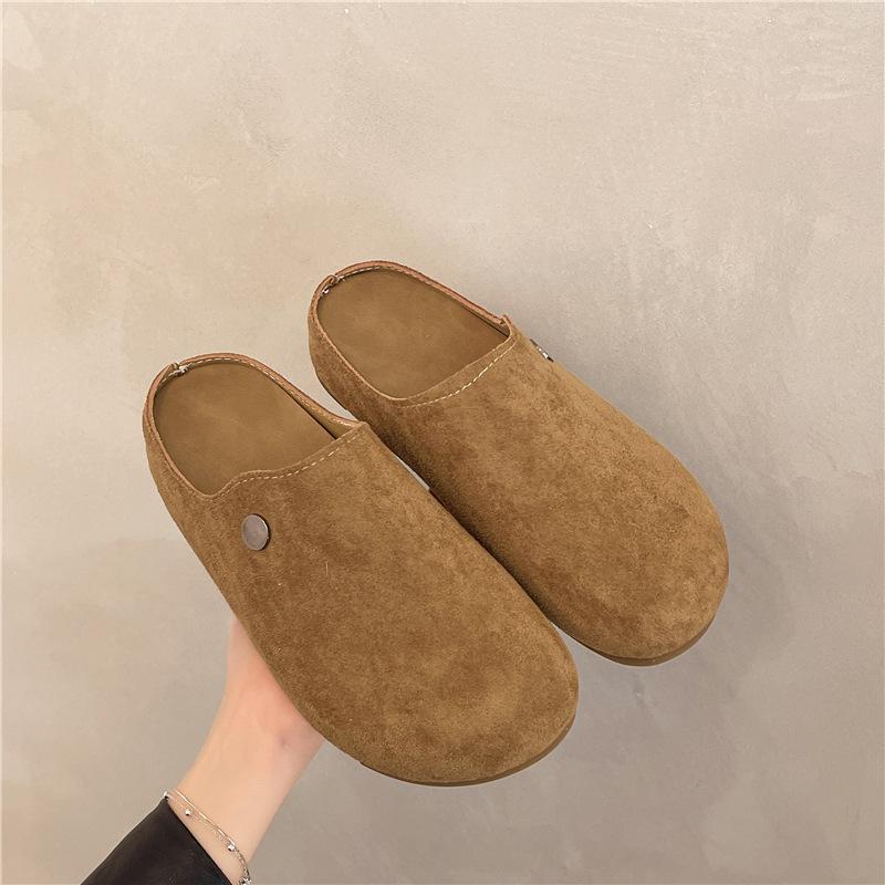 Retro Slippers Women's Outer Wear 2025 Spring New Fashion Soft Bottom Lazy One Pedal Bag Head Half Slippers Women