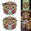 Décoration de Fête Latino-Américaine Fleur Crâne Sticker Mural, Décoratif Créatif Doux Décorations Cadeaux Autocollants du Jour des Morts, PVC Imperméable Amovible