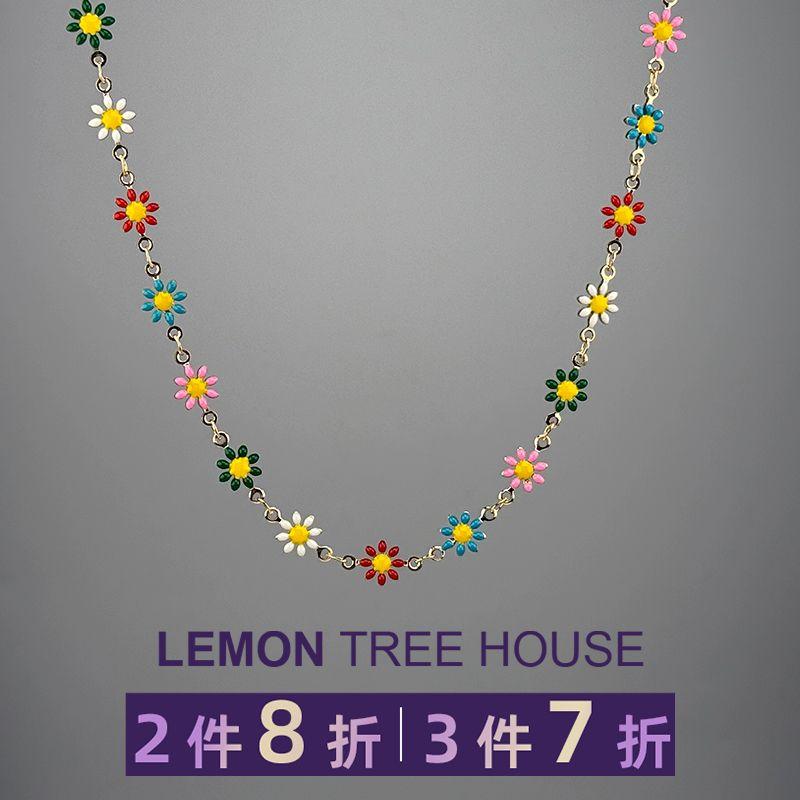 

Candy-Colored Lemon Dopamine Women s Beaded Necklace Small flower style