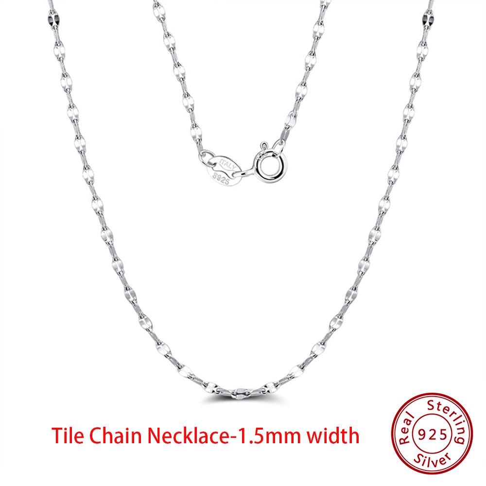 EFFIE QUEEN Real 925 Sterling Silver Diamond Cut Twist Rope Figaro Cuban Snake Bead Box Link Chain Necklace DIY Fine Jewelry SC