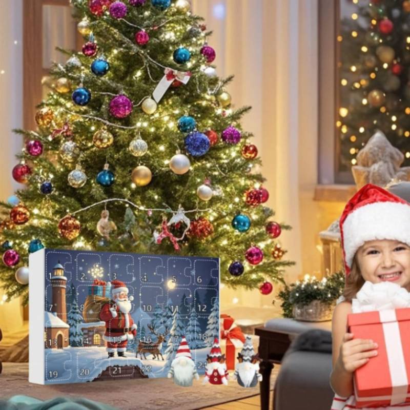 Christmas Gnome Advent Calendar Plastic Figures For Holiday Decor