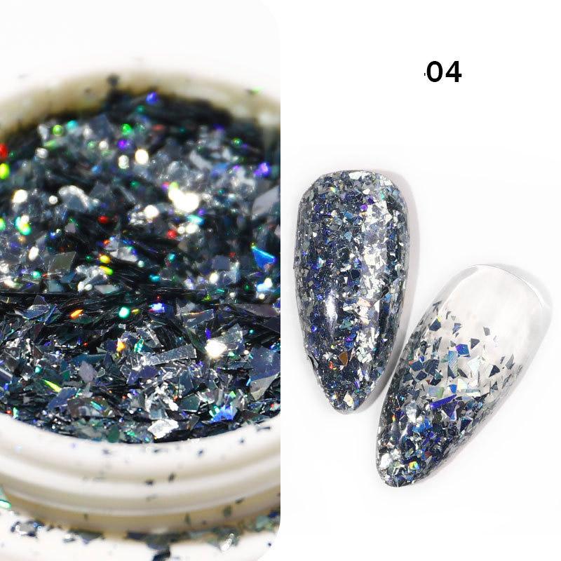 6 Pcs/Set Glitter Flakes Irregular Aluminum Foil Sequins For Nails Chrome Powder Winter Manicure Nail Art Decorations