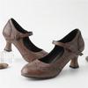 Dames hoge hakken lente en zomer nieuwe dunne hak retro gesp lichte mond enkele schoenen grote maat lage schoenen