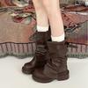 Short Boots Pleated and Thin Thick-soled Fashion Boots Fashion Tribe Short Trousers Boots Women's Autumn New Models