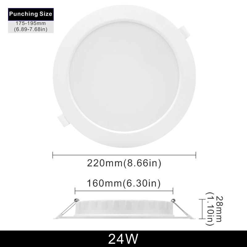 6pcs/lot 3/4/6/8 Inch Led Downlight 6W 9W 12W 18W 24W 220V Recessed Ceiling Light Round Led Panel Down Light Spotlight Lighting
