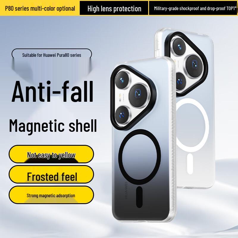 

TIMLEITIONS Gradient Frosted Magnetic Drop-Proof Case with Raised Lens Frame for Huawei Pura 80 Pro/Pro+ Pura 80 Pro/Pro+