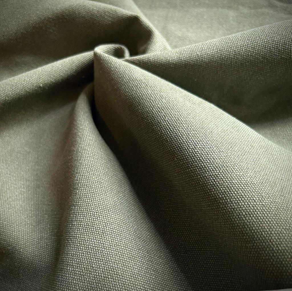 Washed Water Solid Canvas Handmade Canvas, Washable, Colorfast, Thick, Fabric, Cotton, Crafts, (Military, 5m)