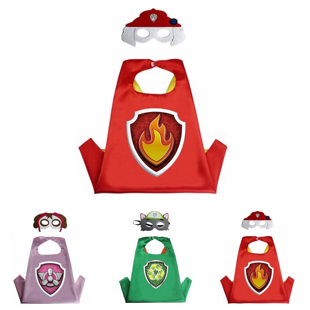 Conjunto Vibrante de Capa e Máscara de Fantasia de Desenho Animado Patrulha Pata para Festas e Brincadeiras de Crianças
