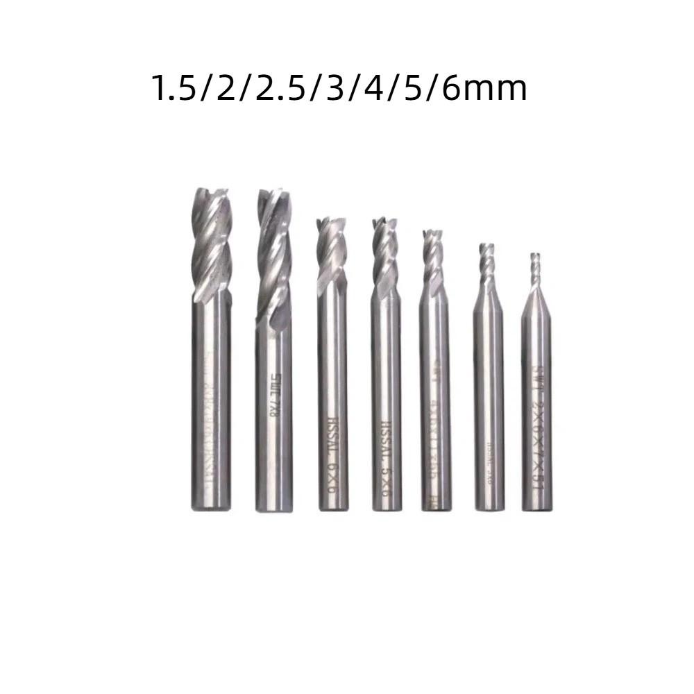 7/10Pcs 4-Flute Spiral End Mill Set High-Speed Steel CNC Milling Tools Wood Steel Milling