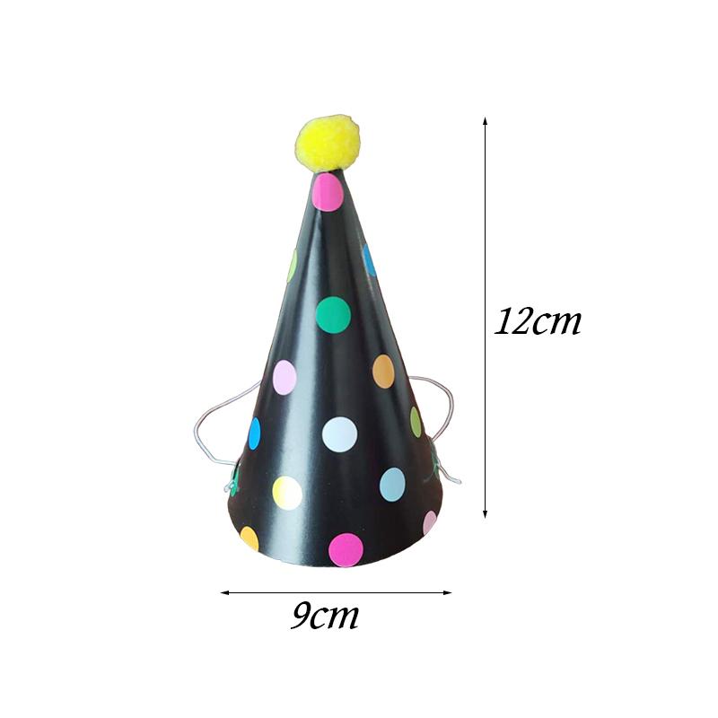 11Pcs/Set Children's Birthday Party Trumpet Birthday Hat Polka Dot Velvet Ball Anniversary Party Hat Decor Baby's Photo Prop