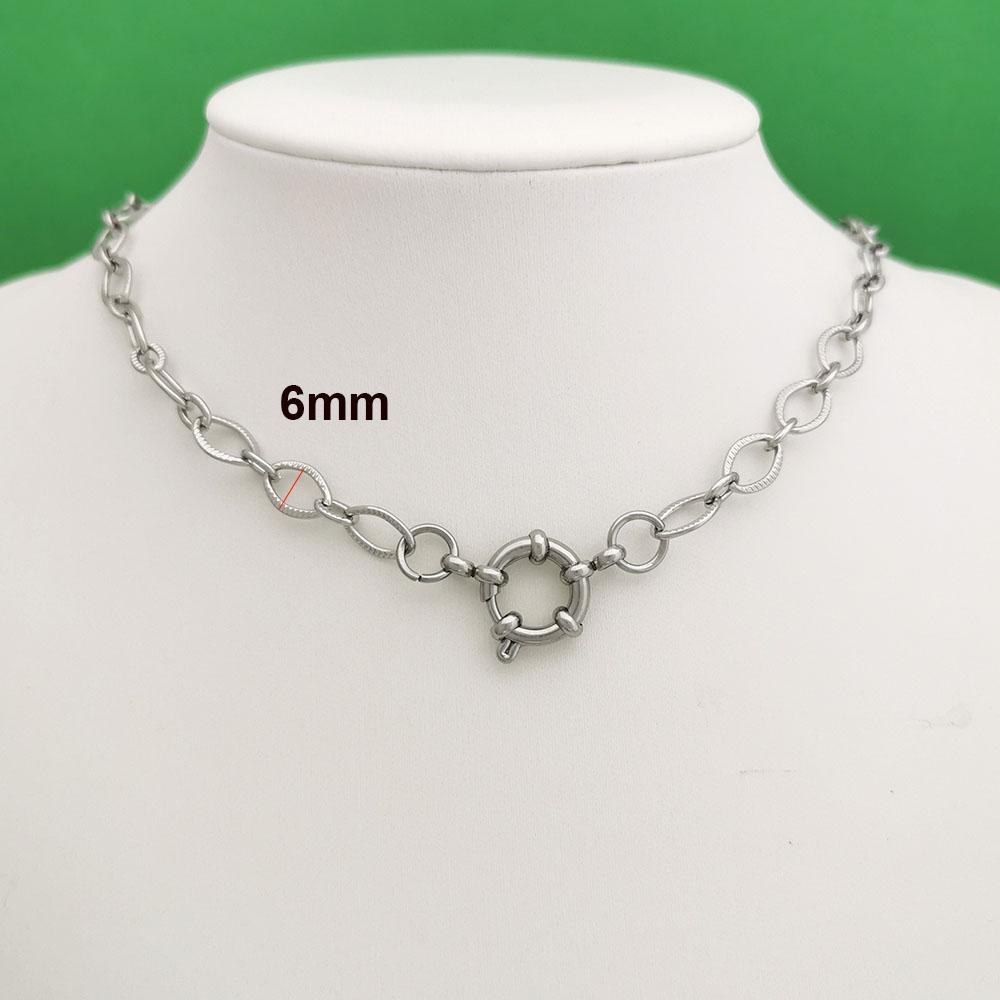 Segler Federverschluss Halskette Damen Herren Choker Edelstahl Geometrisches Glied Gedrehte Kette Rolo PVD Gold Silber