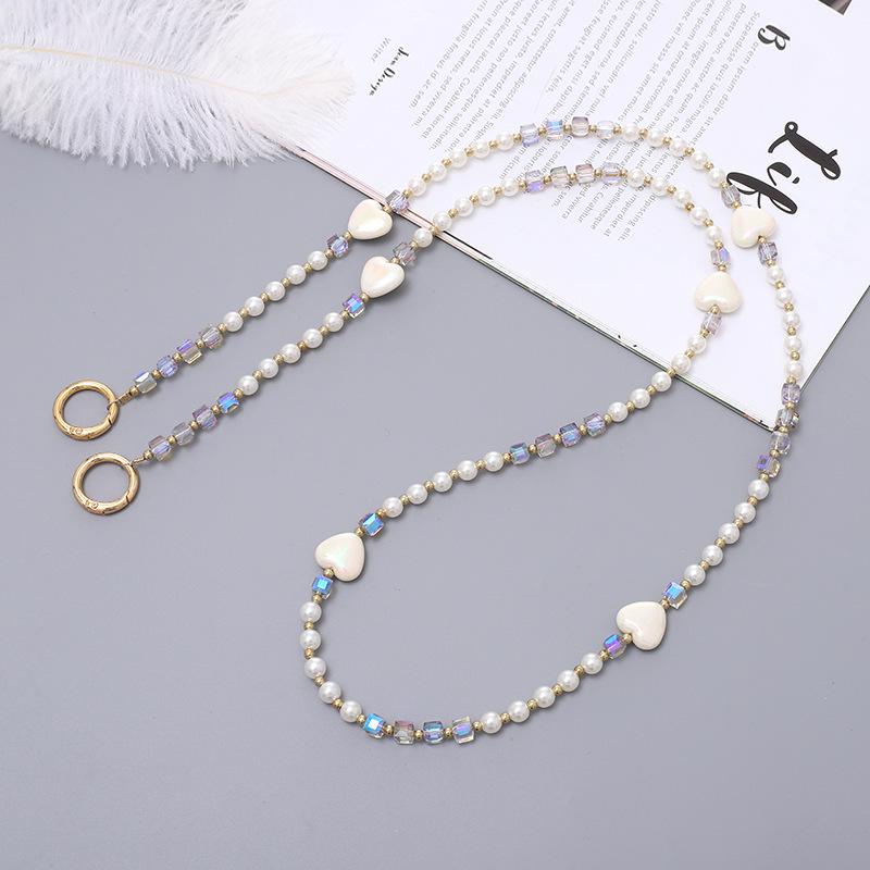 Yi Lian Handmade ABS Pearl Beaded Crossbody Bag & Phone Lanyard Strap