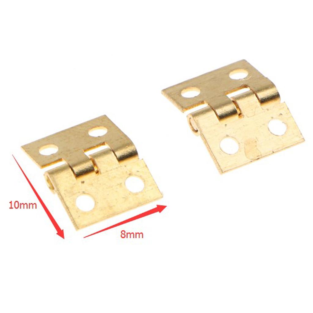 12x Mini Metal Hinge Jewelry Cigar Box Dollhouse Hinges with Screws, 8x10mm