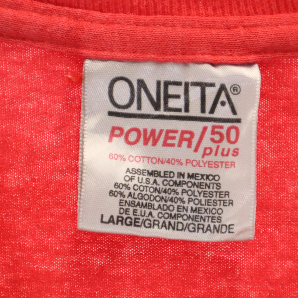 ONEITA 90s Old CALNEVA Short Sleeve T-shirt L Red Single Stitch Men's Used
