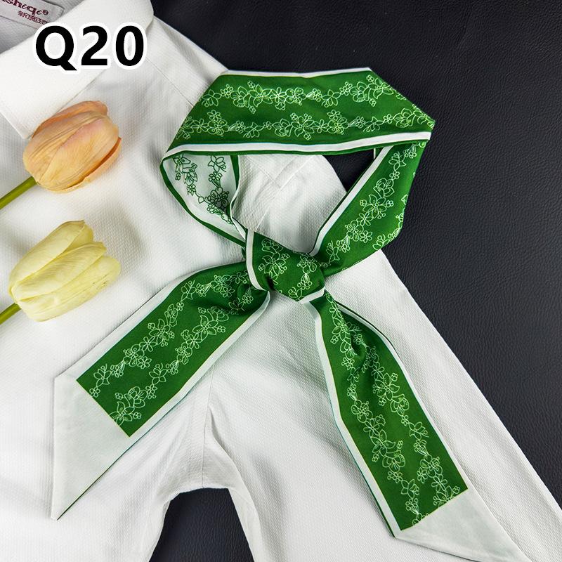 New Long Versatile Silk Scarf Tied Hair Band Bow Letter Floral Streamer Tied Bag Gift Small Silk Scarf
