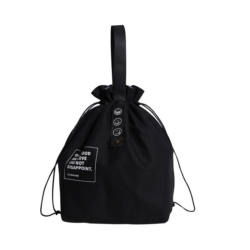 Insulation  Meal  Bag Canvas Japanese Style Simple Waterproof Drawstring Lunch Handbag