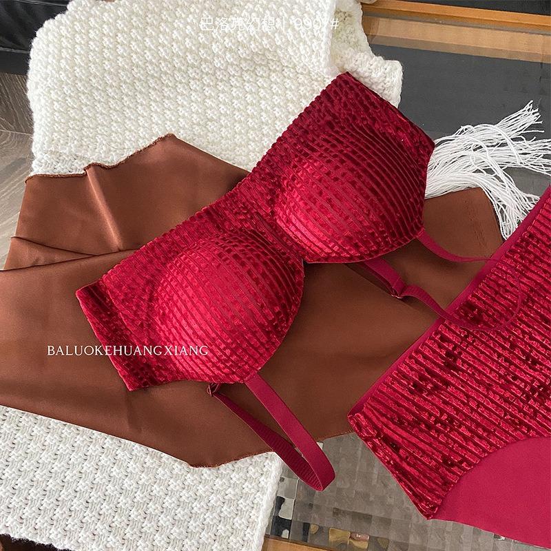 Bra seamless autumn and winter gathering lace sexy big red suit natal red wedding bride underwear