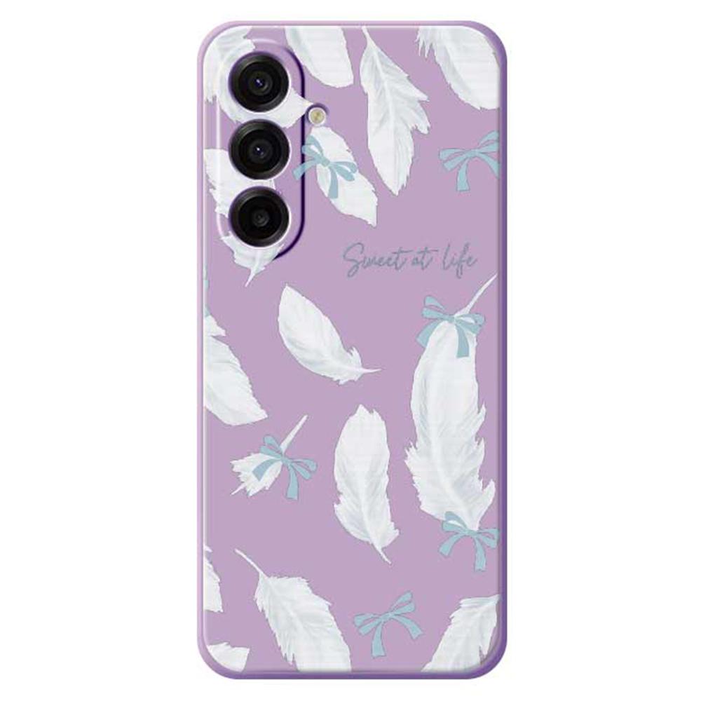 For Samsung Galaxy A17 5G Case White Feathers Pattern Printing Straight Edge TPU Phone Back Cover