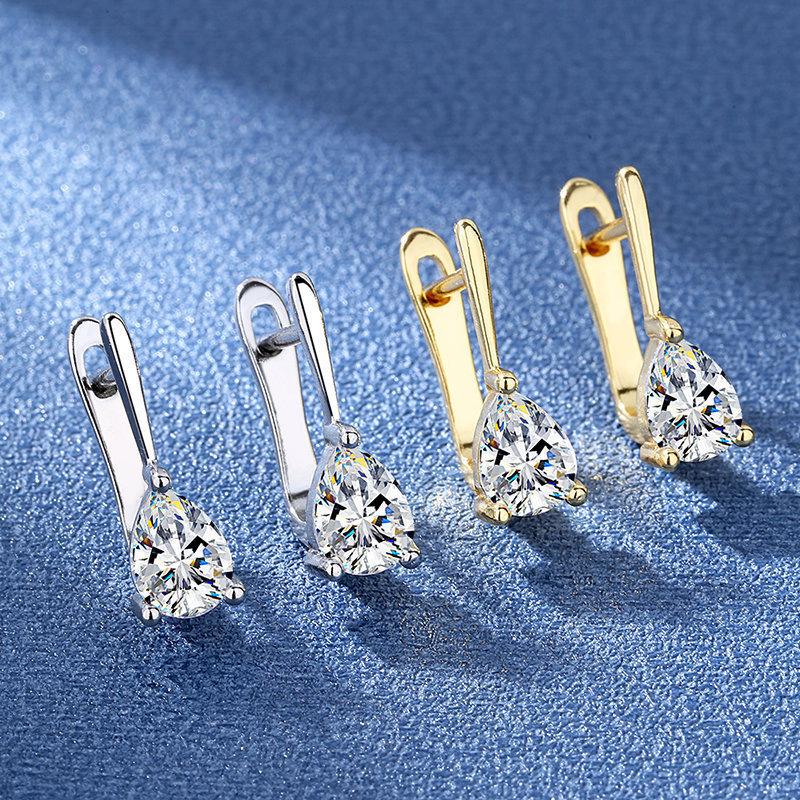Elegant European Style White Diamond Zirconia Wedding Earrings