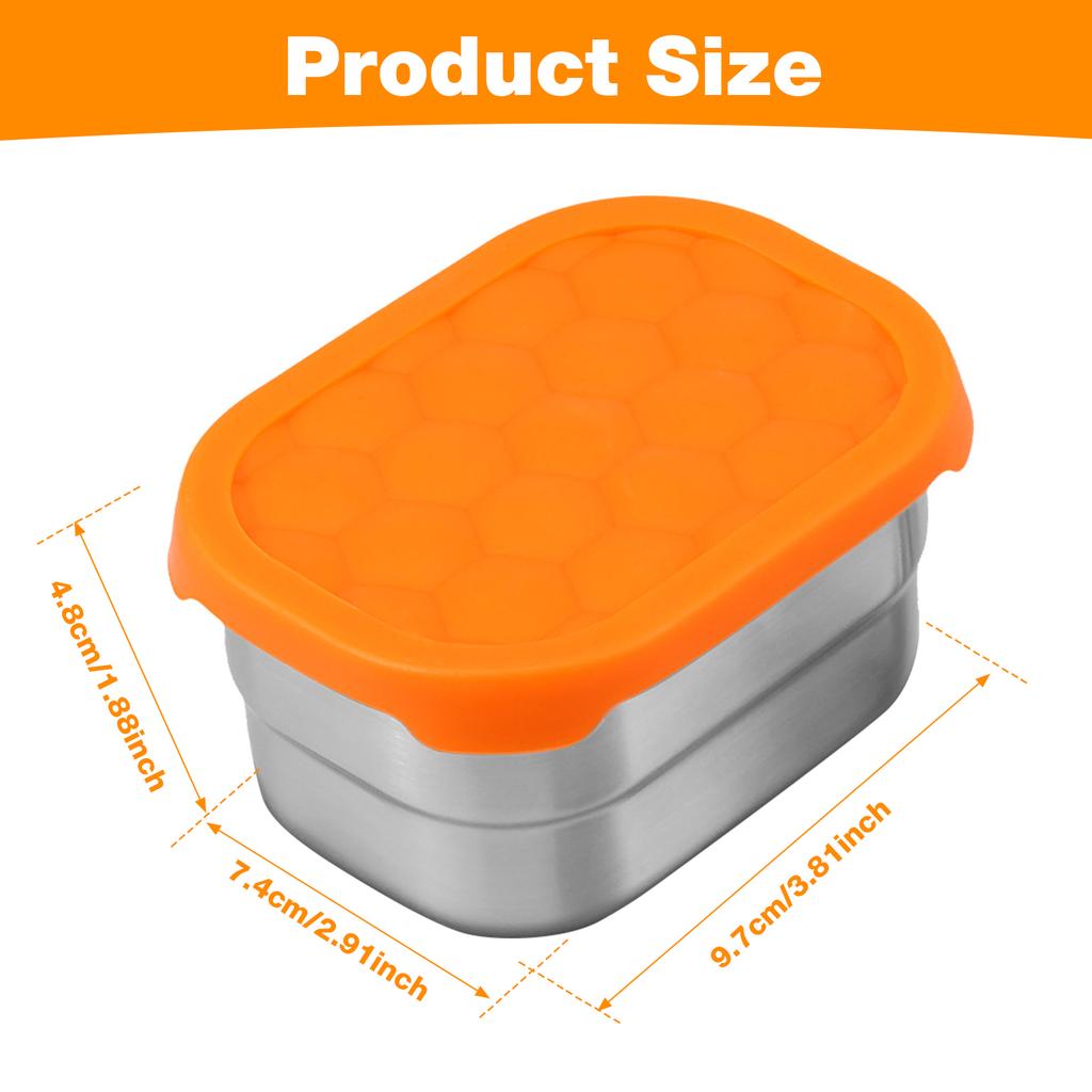 6/3Pcs Stainless Steel Snack Box with Silicone Lid 8oz Fruit Salad Food Container Stackable LeakProof Bento Box Food Storage Box
