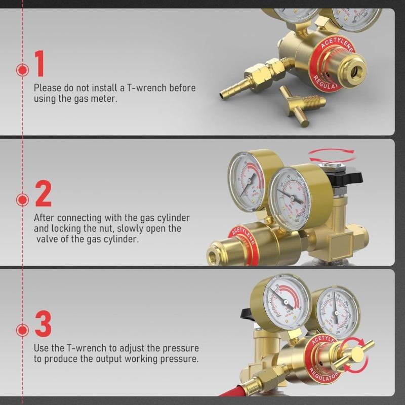Professional Copper Construction Pressure Regulator Gauge Equipped with T Handle for Easy Manual Control in Gas Systems