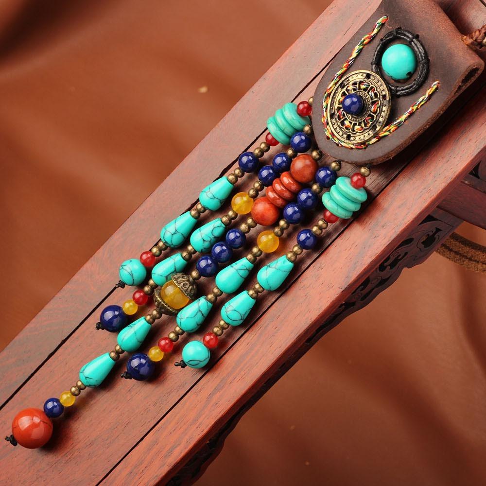 WOWOWO Frauen Schal Halskette - Böhmischer Ethno Schmuck Mit Quaste Anhänger