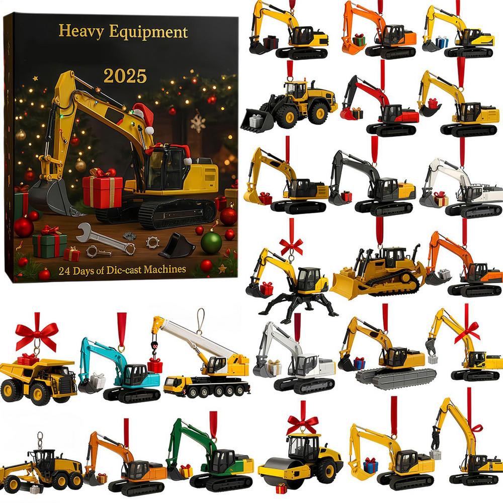 

Christmas Advent Calendar 2D Flat Acrylic Construction Vehicle Ornament Heavy Equipment Xmas Countdown Calendar Kids Gifts Boxes L