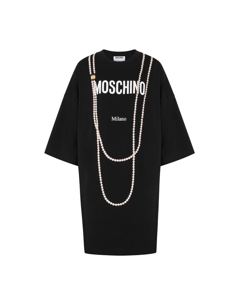 Moschino Printed Pearl Cotton Jersey Dress