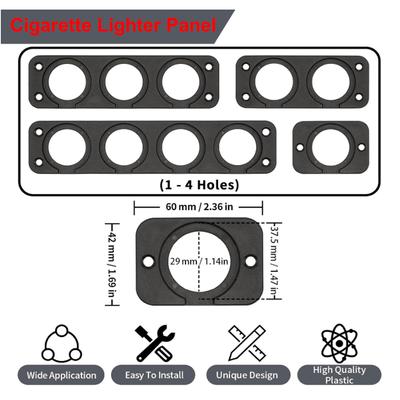 Cigarette Lighter Panel for Car Marine Motorcycle ATV RV - ABS Panel Compatible with Boat Motorcycle Truck 1/2/3/4 Hole