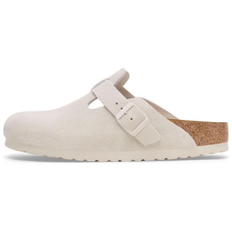 Birkenstock Boston Soft Footbed Suede Leather Antique White Unisex Sneakers 1027667 40