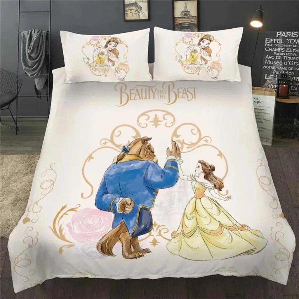 Beauty And The Beast Ultra Soft Breathable Microfiber Quilt Cover With Zipper Closure and Pillowcases Easy Care for Home Decor