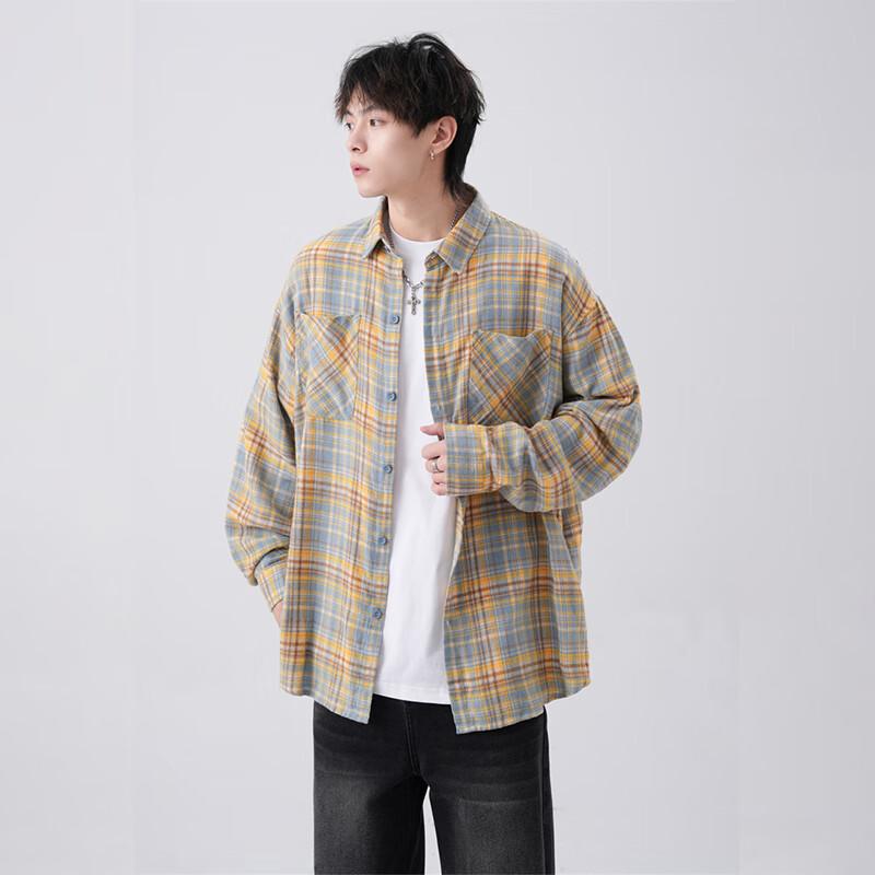 Wassup Sohot Men's Plaid Long Sleeve Shirt Jacket