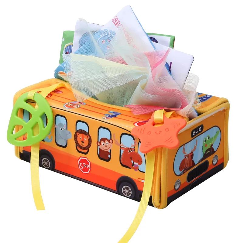 Maria Montessori Puzzle Tissue Box Toy - Baby Easy To Pull and Tear Toy Early Education Hand Grasping Learning Ability Trainer