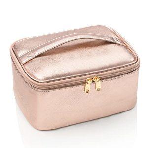 Relavel Portable Cosmetic Bag Travel Makeup Organizer case Make up Bag Large Makeup Bag for Women with Cosmetics Toiletries