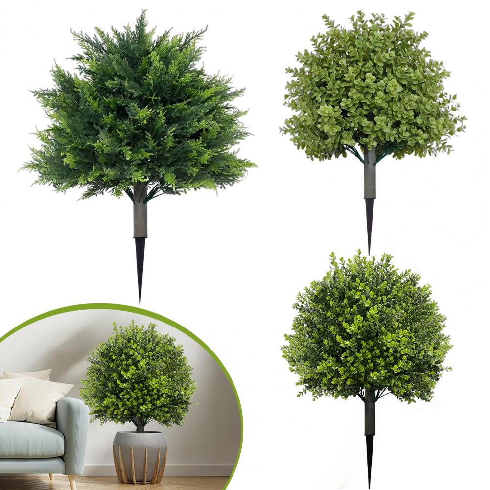 60cm Artificial Boxwood Topiary Ball Tree With Ground Stake Greenery Shrubs Outdoor Garden Porch Patio Fake Boxwood Plants Bush