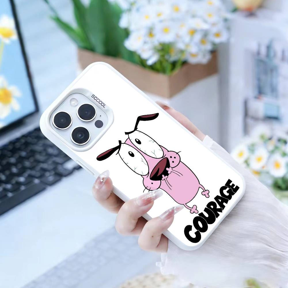 Courages Cowardly Dog Phone Case For IPhone 16 17 15 14 12 13 Pro Max white Color Shockproof Cover